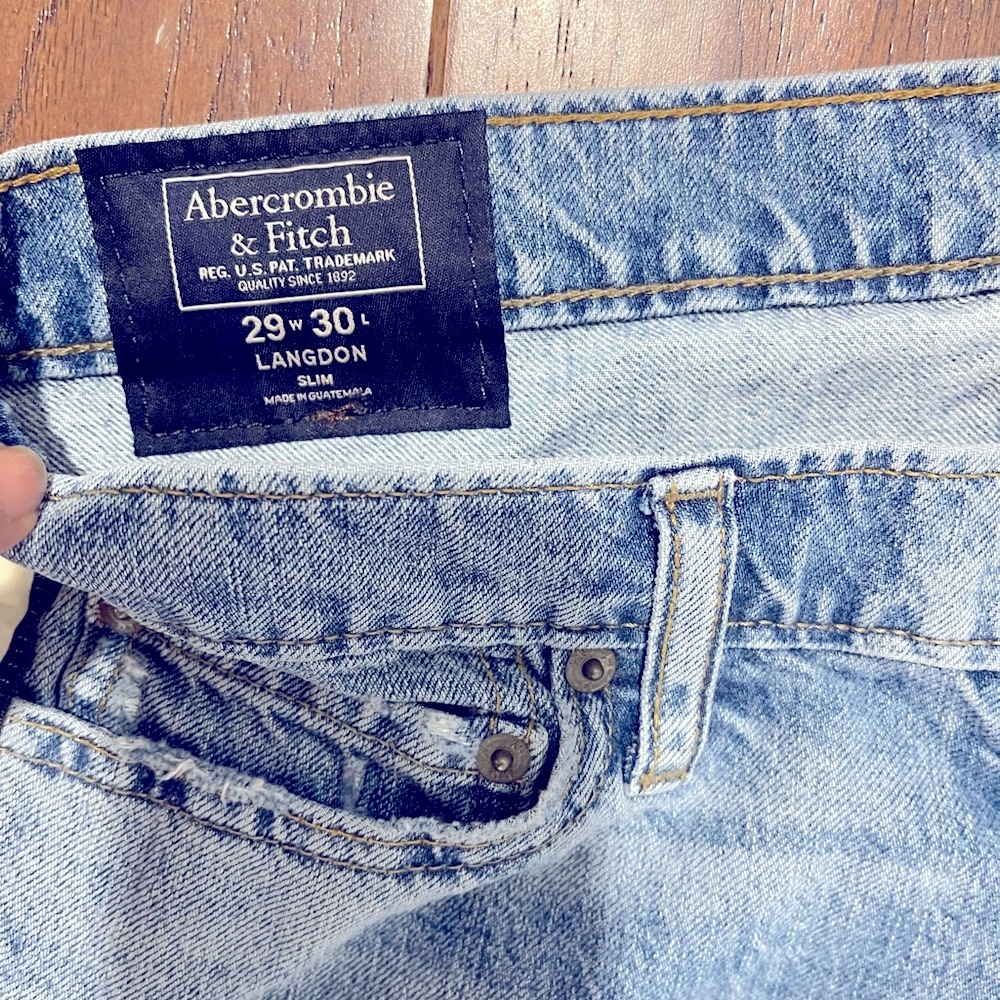 Abercrombie & Fitch Jeans Mens 29x30 Langdon Skinny Blue Stripe Straight Leg - Picture 6 of 6